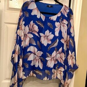 Italian Women's Top with Blue Floral Overlay 
Size Large